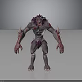 Wolf like Mythical Animal 3D Model with Gray Body Purple Fur Spikes and Sharp Claws