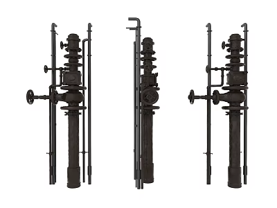 Heavy Duty Black Industrial Piping Assemblies With Valves And Connections 3d model