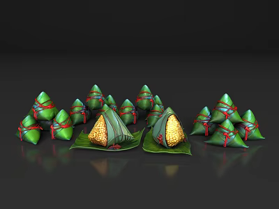 Zongzi Bamboo Shoots Dragon Boat Festival Cartoon Zongzi Cartoon Bamboo Shoots Cartoon Personification Zongzi Man Bamboo Shoots Man Food Cartoon Material Cartoon Elements 3d model