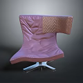 Modern Purple Leather Chair With Quilted Panel And Swivel Metal Base