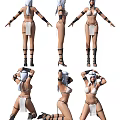 Game Character Design Featuring Silver Hair Bikini Outfit Arm Leg Straps And Headpiece 3d model