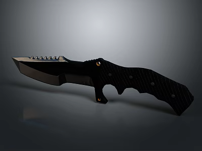 Tactical Serrated Blade Knife With Carbon Fiber Handle And Ergonomic Grip 3d model