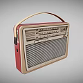 Vintage Retro Radio Speaker With Red And Beige Design FM AM Tuning And Portable Handle