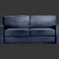 Blue Velvet Two Seater Modern Sofa With Sleek Armrests And Plush Cushions