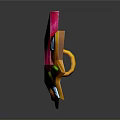 Vibrant Star Shaped Weapon Featuring Pink Gemstone Yellow Frame Green Accents And Blue Gems