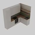 Modern Kitchen Interior With White Cabinets Black Oven Green Tile Backsplash Sink Faucet Open Shelves