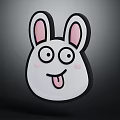 Cartoon Rabbit Head With Big Ears Pink Inner Ears Blushing Cheeks And Sticking Tongue