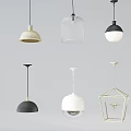 Modern Pendant Lights With Different Designs And Various Materials For Home Interior 3d model