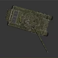 Military Tank With Green Camouflage Tracks Armored Turret And Long Gun Barrel