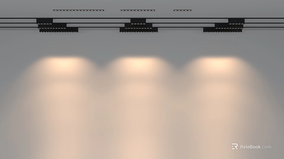 Multiple Grille Lights Ceiling Installation For Bright Even Office Lighting 3d model