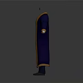 Dark Blue Long Coat With Orange Trim And Suit And Tie Underneath