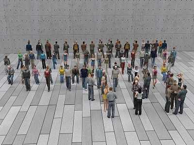 Characters gather men and women 3d model