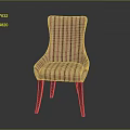 Stylish Accent Chair With Pink And White Striped Fabric Curved Backrest And Dark Wooden Legs