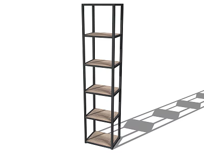 Modern Open Bookshelf Design With Metal Frame And Multiple Wooden Shelves 3d model