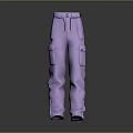 Purple Cargo Pants With Multiple Pockets And Adjustable Belt For Daily Casual Use