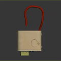Vintage VR Computer Device with Retro Style Screen Buttons and Red Cable