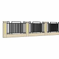 Modern Garden Wall Design With Black Vertical Slats White Columns And Grass