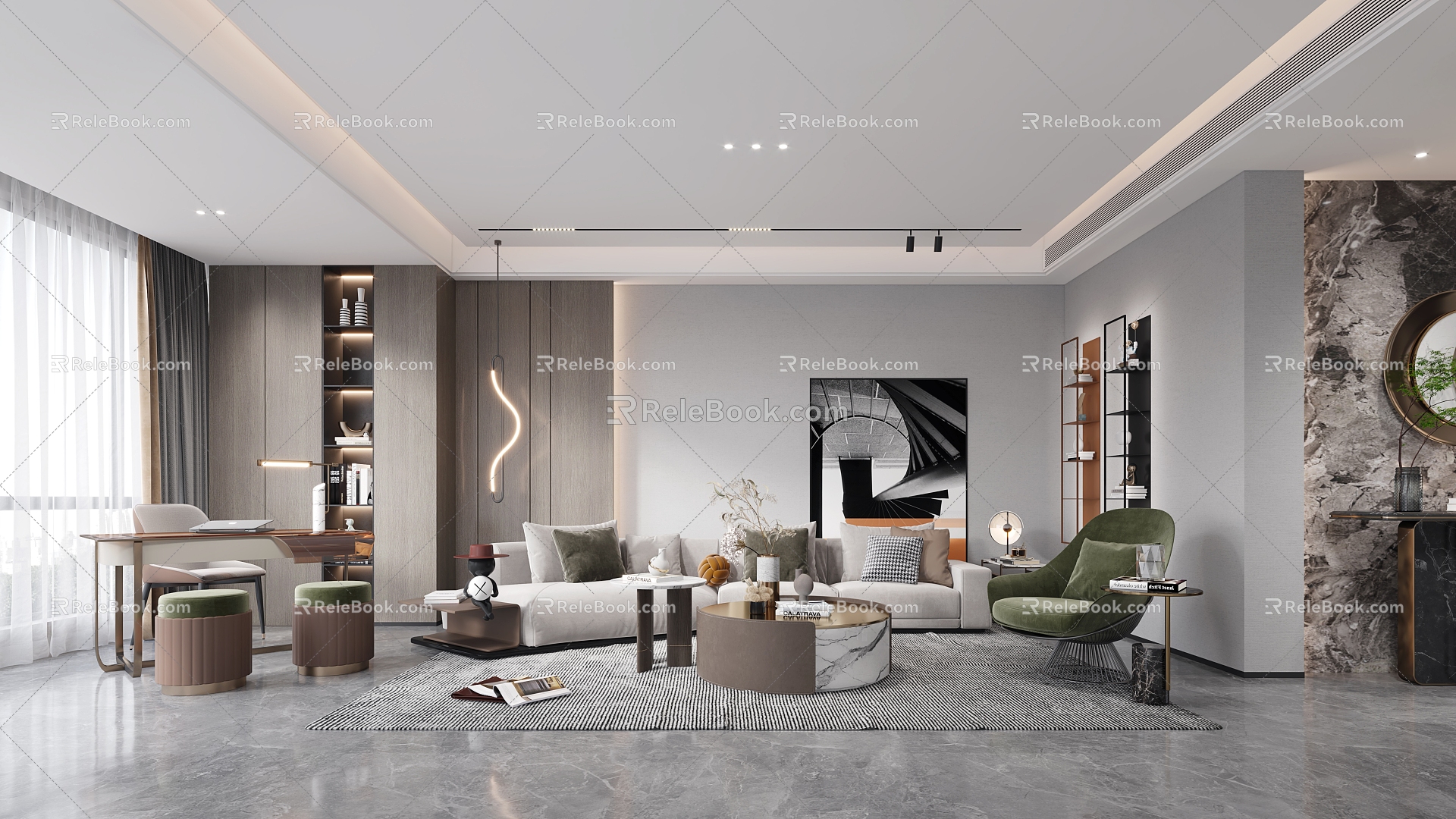 modern living room 3d model