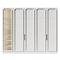 Modern White Wardrobe Design With Glass Panels And Metal Handles