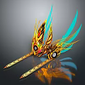 Home Living Decorative Ornament With Golden Blue Wing Shaped Feather Design