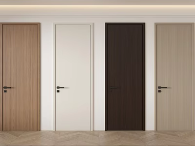 Various Colored Wooden Hinged Doors For Modern Home Interior Design 3d model
