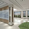Modern Reception Area In Spacious Lobby With Marble Floor Ceiling Lights And Glass Doors