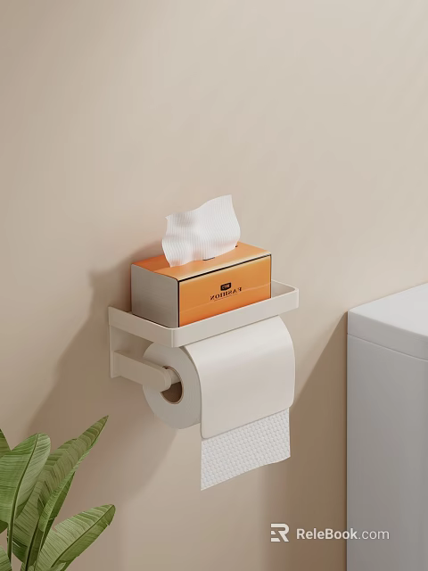 Modern Wall Mounted Bathroom Accessories With Toilet Paper Holder And Tissue Box 3d model 