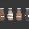 Assorted Cold Brew Coffee Glass Bottles With White Caps And Different Colors
