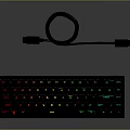 Durable Mechanical Gaming Keyboard with RGB Backlight USB Cable and Responsive Keys 3d model