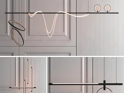 Modern Elegant Chandeliers With Curved Lines Circular Shapes And Linear Frames 3d model