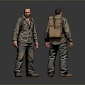 Worker European worker mechanic builder repairman miner digger modern figure 3d model