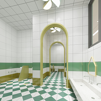 Lounge toilet on the first floor of modern toilet 3d model