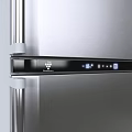 Stainless Steel Double Door Refrigerator With Modern Design And Control Panel