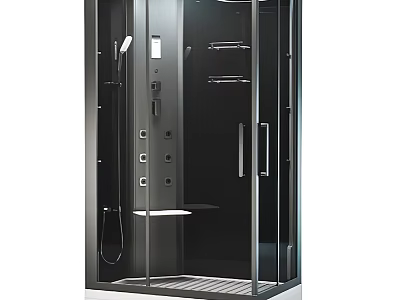 Modern Shower Sauna Enclosure Featuring Glass Doors Multiple Jets And Comfortable Seat 3d model