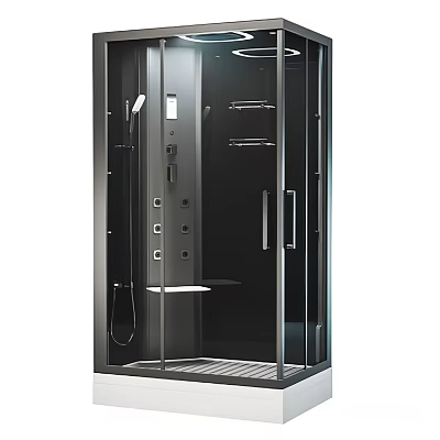 Modern Shower Sauna Enclosure Featuring Glass Doors Multiple Jets And Comfortable Seat 3d model