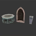 Decorative Stone Structures Featuring Octagonal Basin Arched Design And Small Pillar 3d model