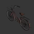 Pink Bicycle With Front Basket And Brown Seat On Black Background
