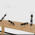 Vintage European Style Ant Shaped Iron Art Decorative Ornament Set On Wooden Table