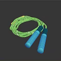 Green Braided Jump Rope With Teal Handles For Fitness Exercise