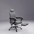 Comfortable Ergonomic Gray Office Chair with Adjustable Backrest Footrest and Wheels