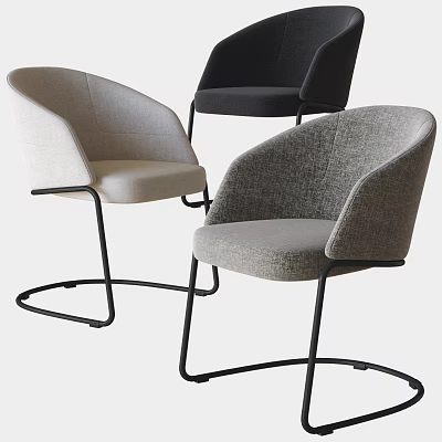 Modern Single Chair Designs With Fabric Upholstery And Black Metal Frame In Three Colors 3d model