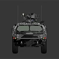 Tactical Armored Utility Vehicle With Roof Mounted Weapon And Six Wheels