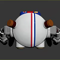 Mechanical Robot Character With White Body Red Blue Stripes Orange Eyes And Number 21