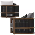 Modern Single Sofa With Gray White Cushions Decorative Pillows And Wooden Frame