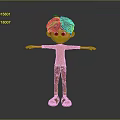 Child 3D Character With Brown Hair Orange Shirt Red Pants Arms Outstretched Standing