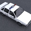 White Volkswagen Police Car With Emergency Lights And Public Security Markings