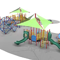 Colorful Outdoor Playground Equipment with Slides Climbing Frames Swings and Canopies