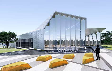 Modern Sales Office Building Simple Display Center Sales Department 3d model