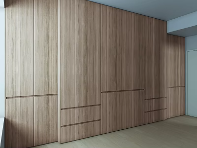 Built in Modern Wooden Wardrobe Design With Smooth Panel And Ample Storage Space 3d model