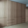 Built in Modern Wooden Wardrobe Design With Smooth Panel And Ample Storage Space 3d model